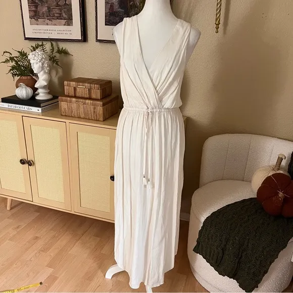 L*SPACE Cream Kenzie Dress Cover up Open‎ Sides Midi Size Large - Image 4