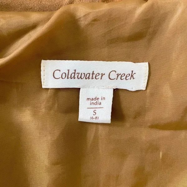 Coldwater Creek Vintage Brown Suede Open Front Flowy Leather Jacket S - Image 5