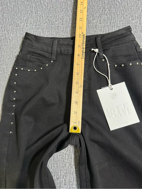 I&M High Rise Black Barrel Studded Jeans - Image 14