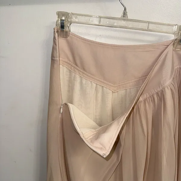 NWT $88 Anthropologie x Odille Pink Chiffon Lined V-Shaped Yoke Waist Skirt 4 - Image 3