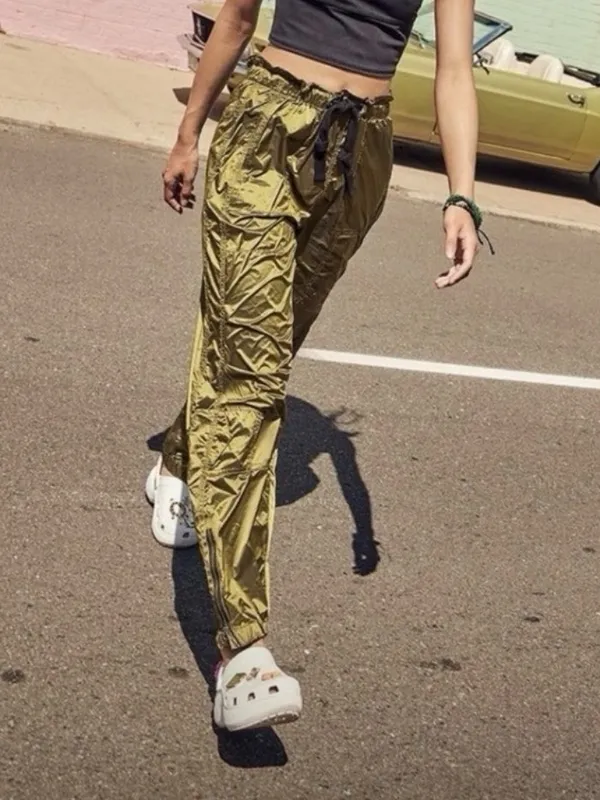 Free People Back To The Future Drawstring Cargo Pants in Green - Image 3