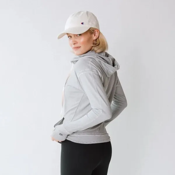 Albion Fit Zip Up Hoodie Sweatshirt Large Black White Stripe - Image 2