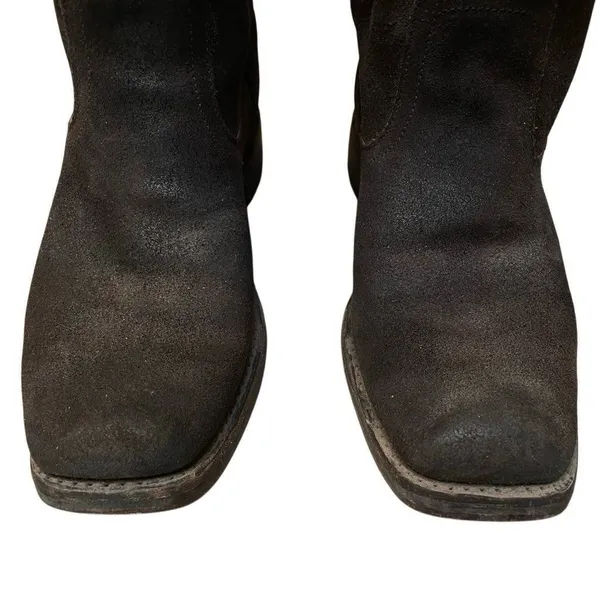 Frye 77281 Heath Outside-Zip Suede Motorcycle Boots Women’s Sz.‎ 7.5 Oiled Brown - Image 5