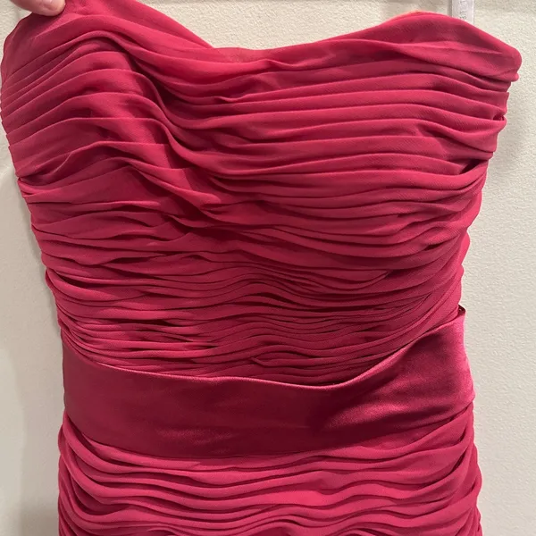 VTG Y2K Bill Levkoff Pink Chiffon Pintuck Strapless Mini Dress Party Hoco XXS XS - Image 7