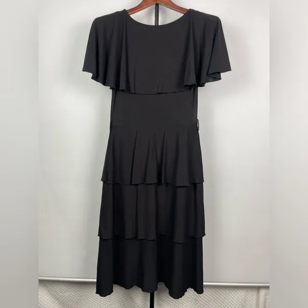 Leona Edmiston Frocks Black Tiered Ruffle Layered‎ Short Sleeve Dress - Image 8