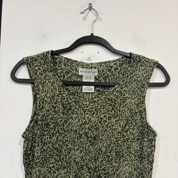 White Stag Green Animal Print Sleeveless Dress Size 18 Plus Y2K Leopard Tank - Image 2