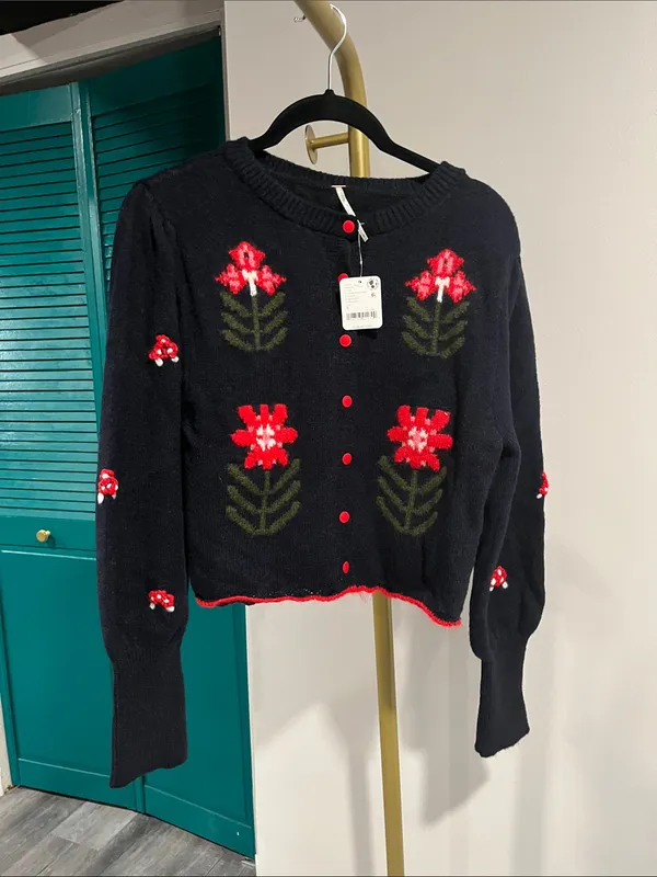 FREE PEOPLE NWT Nonna Knit Cardi / Midnight Bloom Combo - Image 7