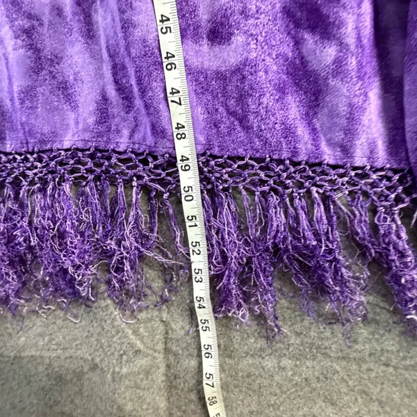 Vintage Magic Shift Dress Womens L Purple Abstract Print Fringe Hem Boho Artsy - Image 9