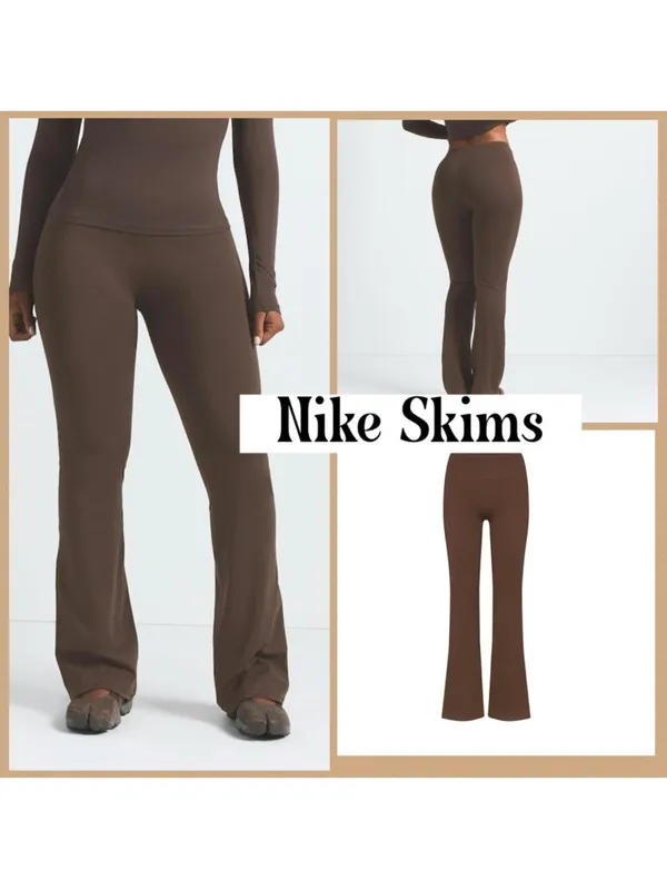 Nike Skims Matte Women's High Waisted Slim Flared Leggings DARKSEPIA NWT L(G23 - Image 2