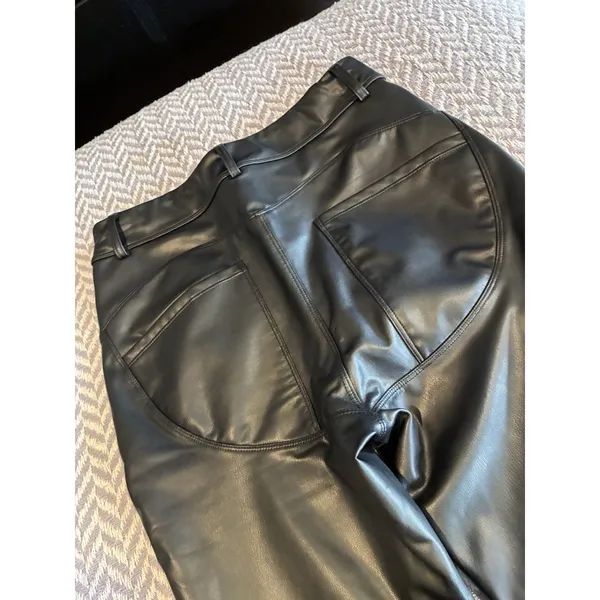 NWT Halara Black Faux Leather Full Length Leggings Pants Size Medium - Image 12