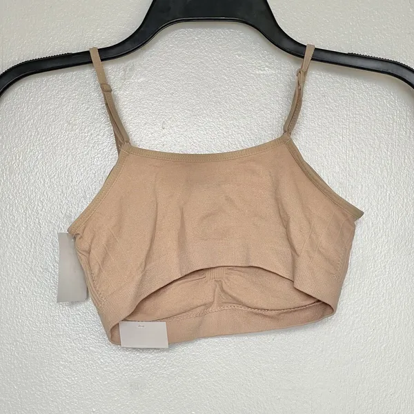 Rene Rofe Nude Padded Bra Size Small Sports Pleated Stretch Activewear Gym - Image 7