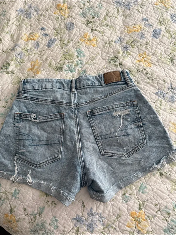 American Eagle Outfitters Light Blue Distressed Denim Shorts - Image 2