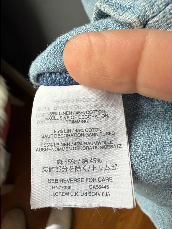 Madewell Light Wash Denim Dress with Long Sleeves and Tie Cuffs - Image 10
