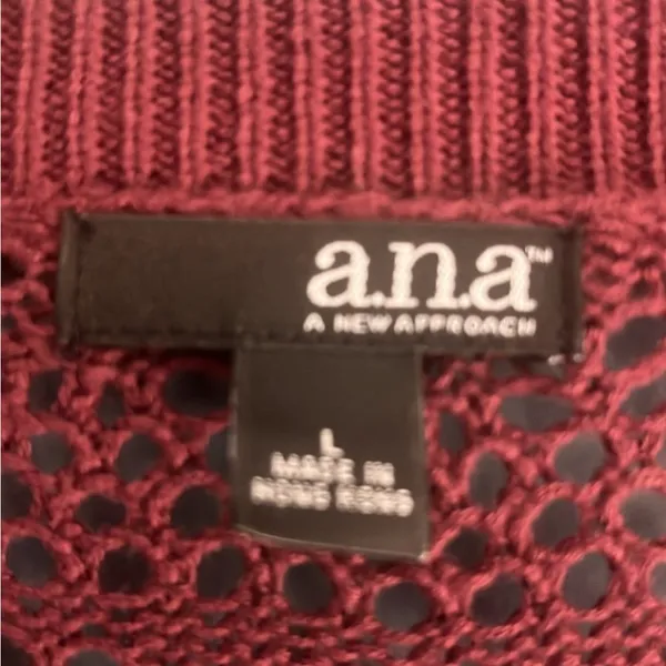 a.n.a burgundy‎ knit button-down sweater women’s size large - Image 4
