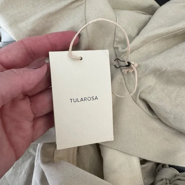 Tularosa - NWT Sydney Mini Sandstone Linen Blend Puff Sleeve Open Back Tie Sz M - Image 9