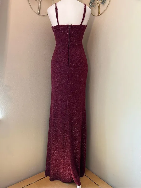 Windsor Burgundy Wine Keira Glitter Knit High Slit Formal Dress Size 1 / 2 - Image 2