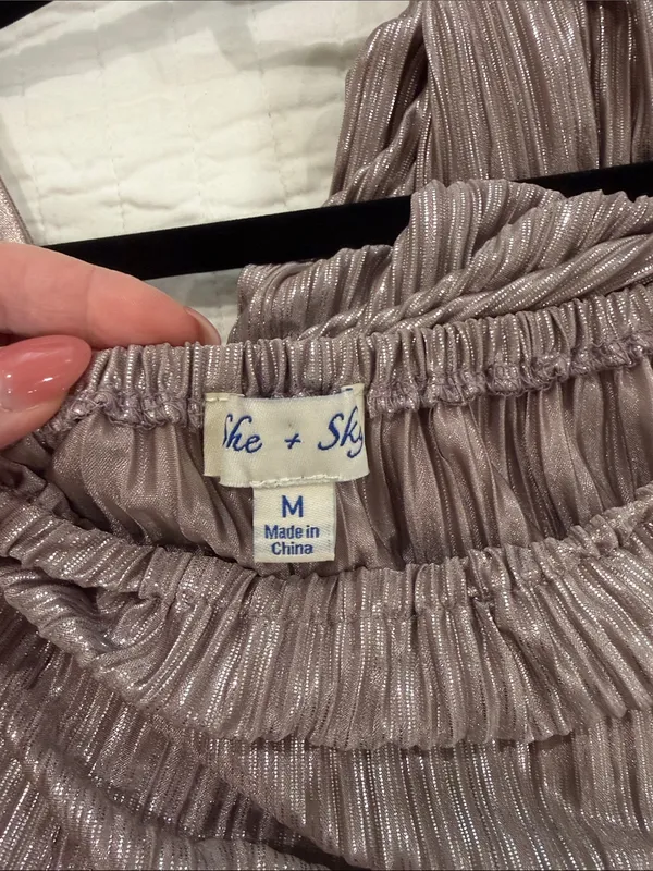 She + Sky Silver Strapless Pleated Jumpsuit - Image 2