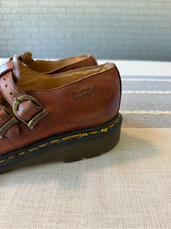 Vintage Dr. Martens 8065 Brown Leather Mary Jane Shoes Made in England Size 9 - Image 6