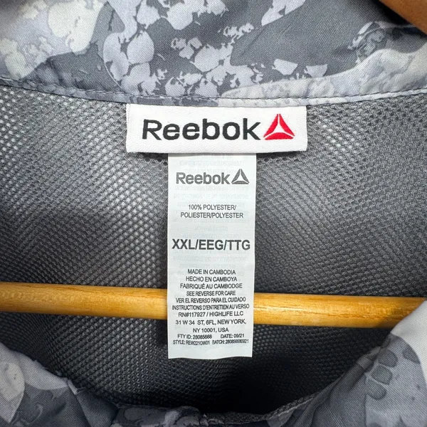 Reebok 1/2 Zip Jacket Women's XXL Gray Camo Pullover Lightweight Windbreaker - Image 5