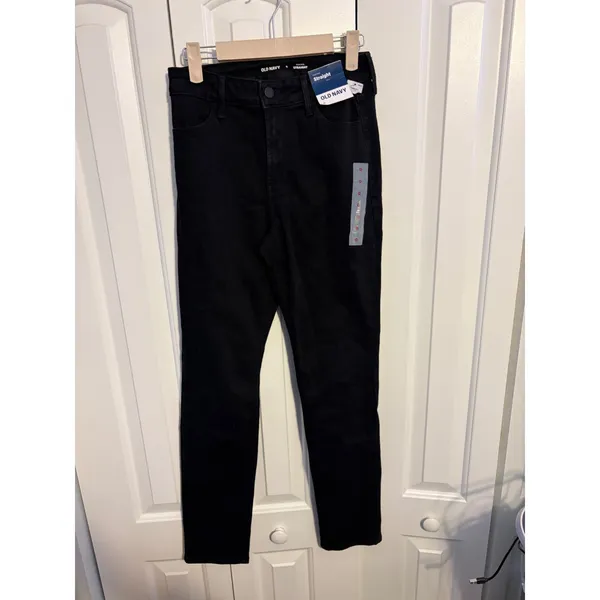 Old Navy Womens High Rise Straight Leg Jeans Black Size 0 NWT‎ 734893-00-1 - Image 5