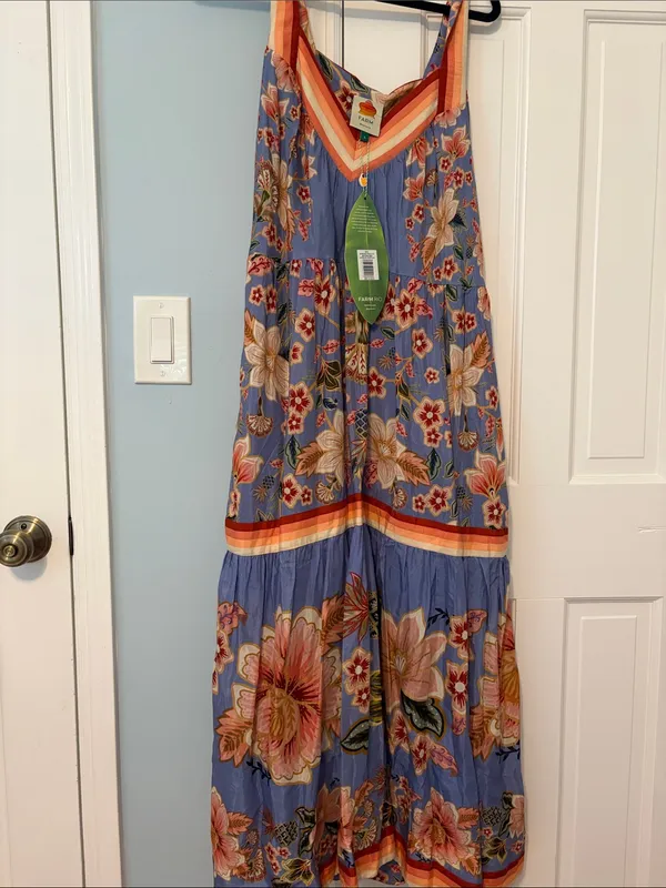 NWT Farm Rio Blue Superbloom Tapestry Maxi Dress - Image 5