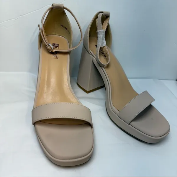 IDIFU Nude Pink Chunky Block Heel Sandals 8.5 Open Toe Ankle Strap Wedding Prom - Image 6
