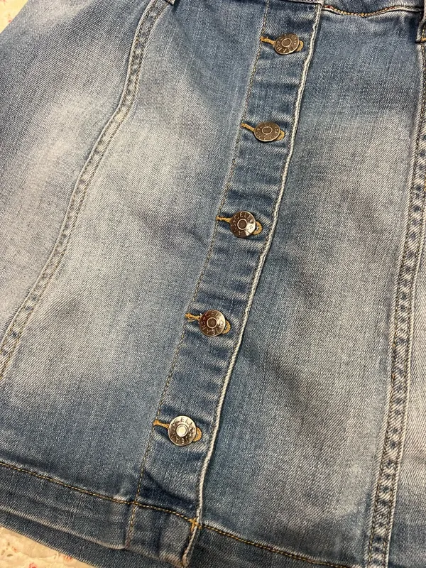 Cello Blue Button-Front A-Line Denim Skirt - Image 4