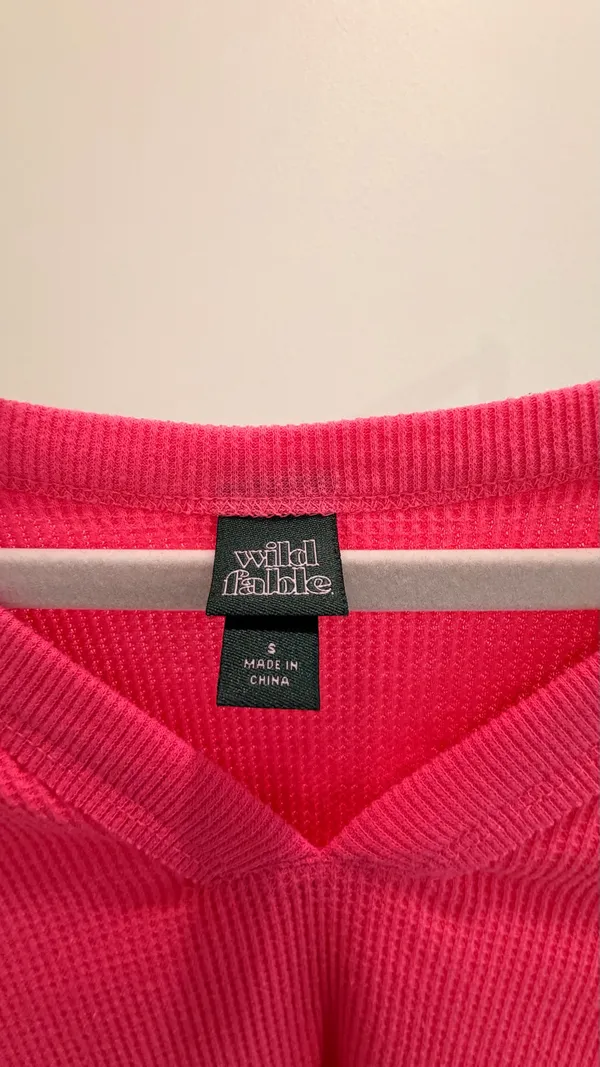 Wild Fable Pink Solid Knit V-Neck Long Sleeve Pullover Sweater Juniors S - Image 5