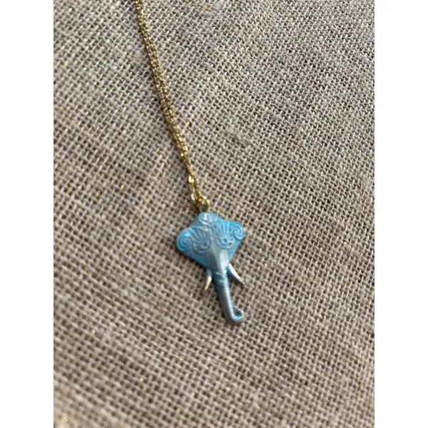 Elephant Pendant Gold Chain Necklace With Enamel Detailing & ShopRWS Tag - Image 4