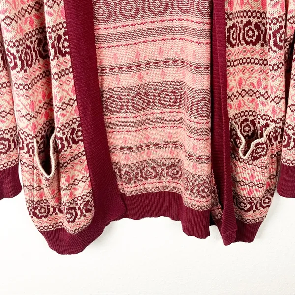 MATILDA JANE Harmony Fair Isle Open Front Pockets Cardigan Size Small Rustic - Image 7