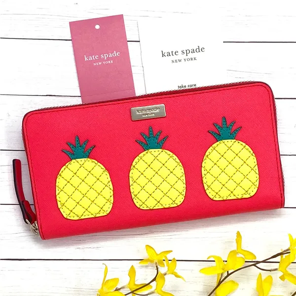 Kate Spade WLRU2885 How Refreshing Neda Pineapple Wallet Geranium NWT - Image 2