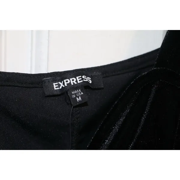 Express Black Velvet Tie Strap Ruched Tank - Image 5