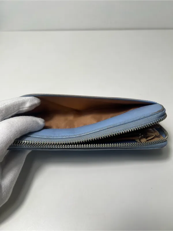 Coach Periwinkle Light Blue Leather Accordion Continental Zip Around Long Wallet - Image 11