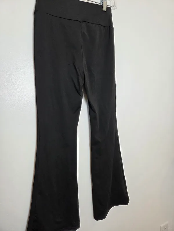 Flare Leg Black Yoga Pants Mid Rise Gym Workout Y2K 90s Wide Leg Bratz Small - Image 6