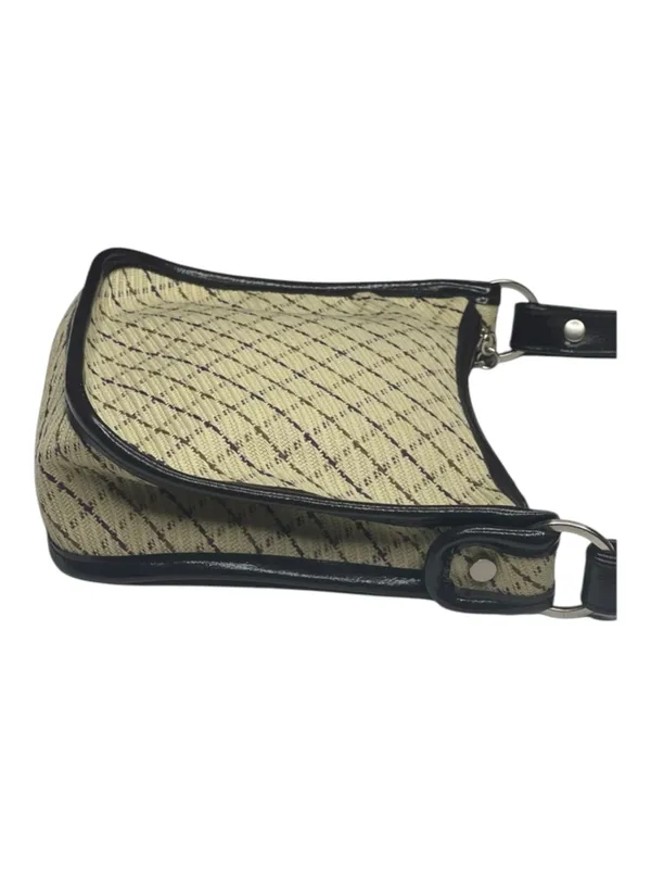 DKNY 𖣴 Woven Crosshatch Mini Bag Handbag 𖣴 Straw 𖣴 Choc Brown Leather Trim 𖣴 - Image 7
