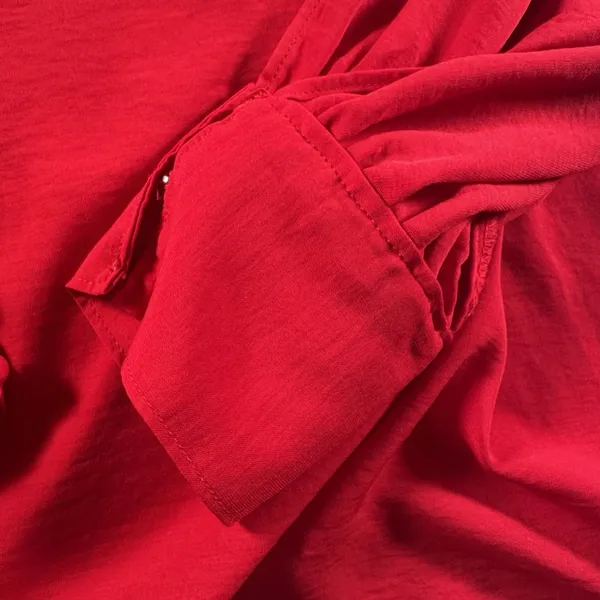 Maurice Beautiful Sexy Red Blouse With Open Long Sleeves Size 1x - Image 3