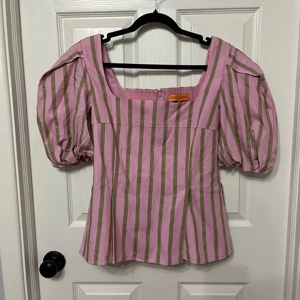 STINE GOYA Blouson Sleeve top - WALLPAPER STRIPES medium‎ puff - Image 4
