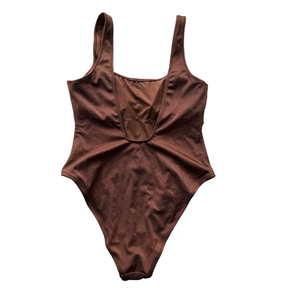 Aerie One Piece Cheekiest Swimsuit Pique Babewatch Brown Size Large Swimwear - Image 6