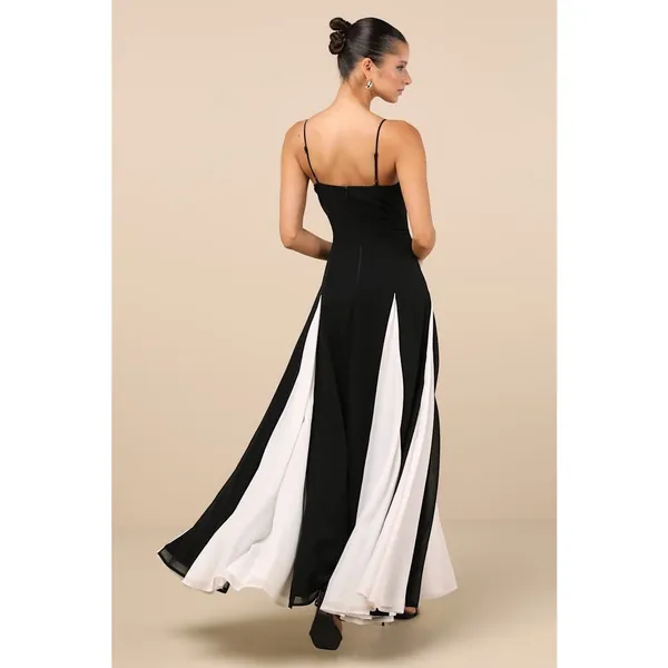 Lulus Elisha Black and White Sleeveless Maxi Dress Formal Evening XL NWT - Image 2