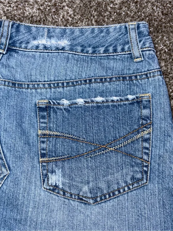 Aeropostale Light Blue Distressed Denim Mini Skirt - Image 8