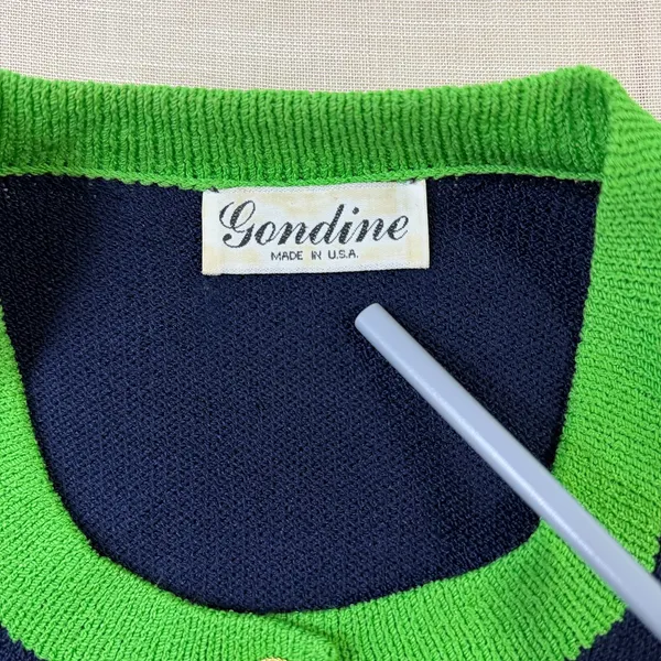Vintage Gondine 2 Pc Knit Cardigan Pants Set Navy Green Shoulder Pads EUC - Image 5