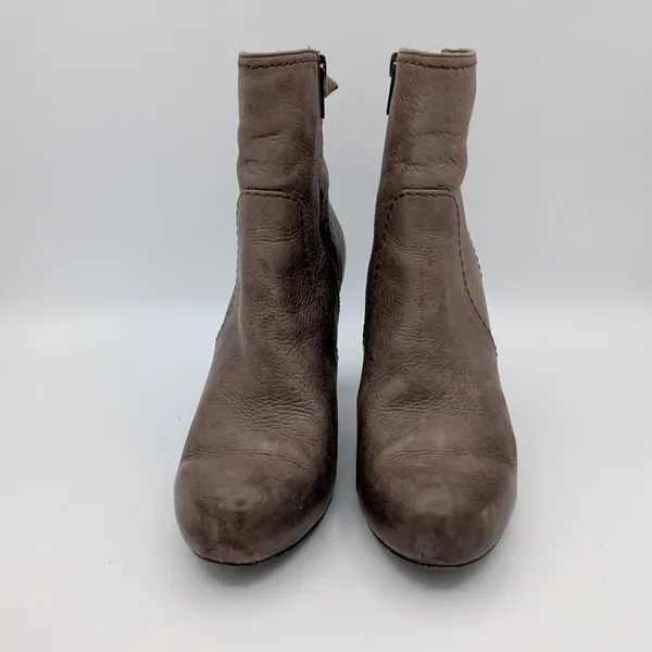 Frye Marissa Grey Leather Ankle Boots Buckle Block Heel Womens‎ 7M 3476922-GRY - Image 3