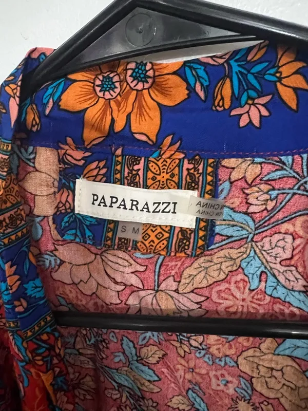 Paparazzi Multicolor Floral Kimono - Blue & Orange & Pink size medium - Image 2