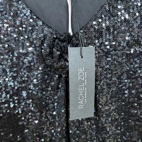 Rachel Zoe Black Sequin Flower Detail Tank Top Size Small‎ - Image 3