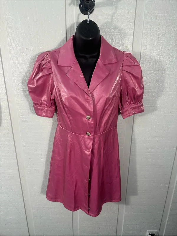 Fate Pink Puff Sleeve Dress Size Small EUC - Image 4
