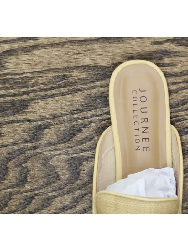 NWT Journee Collection Akza Slip-On Square Toe Mule Flats Beige Brown 7.5M - Image 8