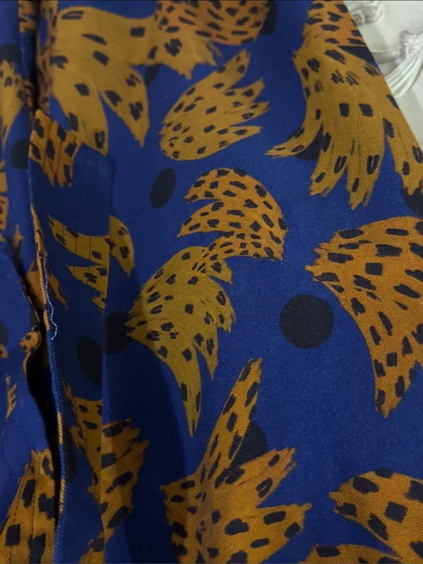Farm Rio Banana Blue & Brown Printed Jumpsuit with Tie Waist Size Small - Image 11