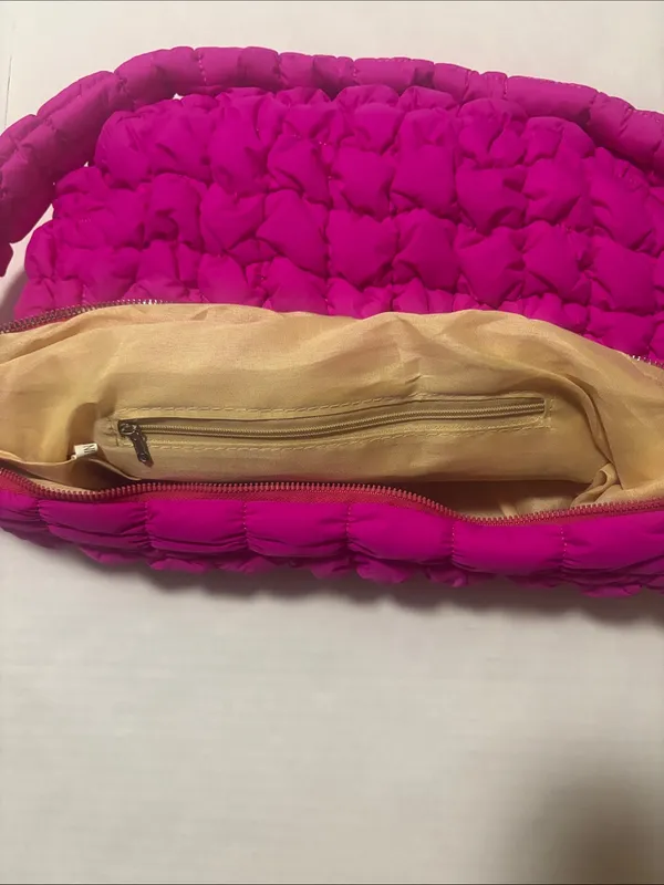 Hot Pink Padded Quilted Crossbody Shoulder Bag Fuchsia Pink Neon Barbie E-Girl - Image 6