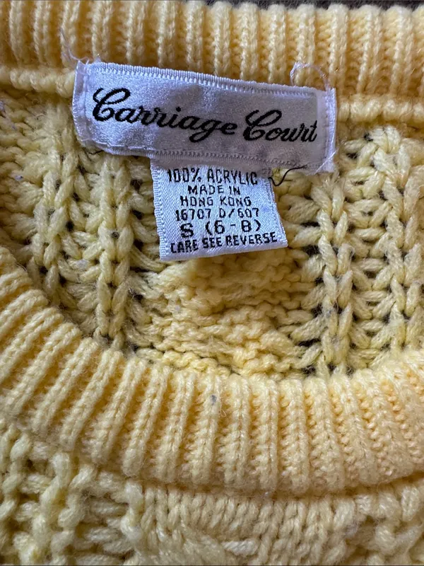 Vintage Cable Knit Crewneck Sweater - Yellow ! - Image 2