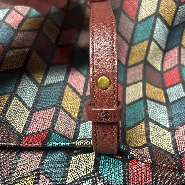 Fossil Women's Rachel Large Tote Bag Multicolor Chevron Zipper Top - Image 11